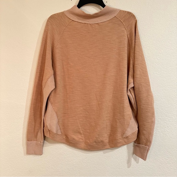 THML Mock Neck Peach Sweater with Button Detail, Size Small - Picture 4 of 7